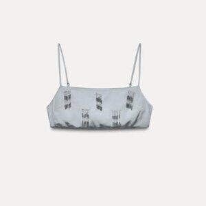 LUX230 Zara Gray Beaded Crop Top‎ - M